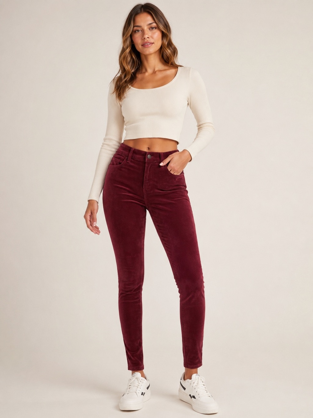 American Eagle 10 New Corduroy High Rise Jeggings Stretch Wine Color Burgundy